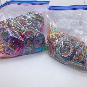 Huge Girls Bangle Bracelet Lot Mostly Metal Colorful Mix